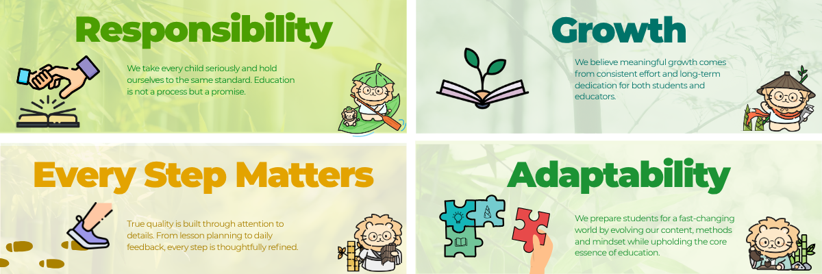 Bamboo Path Academy Our Core Values Adaptability, Responsibility, Growth, Every Step Matters